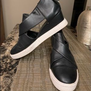 Wedge Faux Leather Sneakers